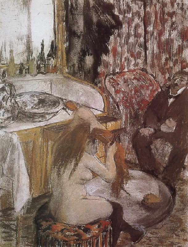 Edgar Degas Naked  doing up her hair Germany oil painting art